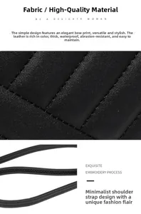 Detail of waterproof black quilted leather texture and reinforced shoulder strap on crossbody bag