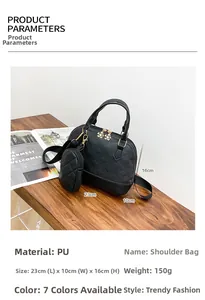 Detail of black quilted shell bag with PU texture and golden flower zipper pendant