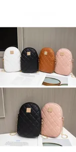 Detailed display of quilted mobile phone crossbody bags in four available colors