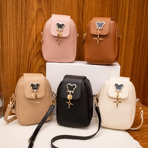 Women Mini Crossbody Phone Bag PU Leather Vertical Square Flap Small Shoulder Purse With Metal Star Pendant Adjustable Strap