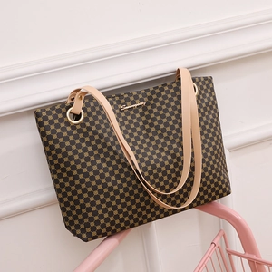 Sac fourre-tout rétro grande capacité à pois dorés avec bandoulières en cuir