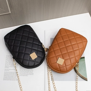 Chic quilted crossbody phone bags in black and brown with elegant gold chain straps