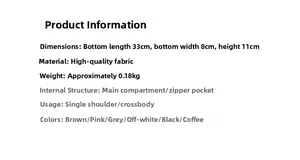 Detailed sizing and specifications chart for the versatile canvas crossbody bag