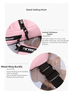 Detailansicht der rosa Bauchtasche mit Metallreißverschlüssen und breitem Gurt
