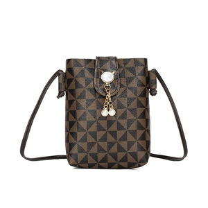 Petit sac bandoulière rétro pour téléphone avec motif géométrique et détails en perles