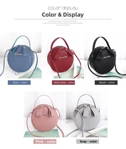 Detailed collection of mini round lychee pattern cross-body bags in five vibrant colors