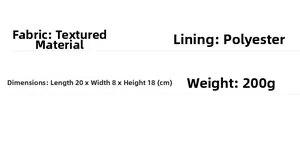 Detailed size chart for the embroidered quilted shoulder bag showing L20*W8*H18 CM dimensions