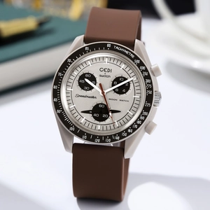 Gedi chronograph watch with grey matte case and dark brown silicone strap in lifestyle setting