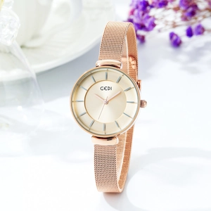 Women's Fashion Quartz Watch Minimalist Elegant Round Dial With Stainless Steel Milanese Mesh Strap Waterproof Wristwatch Lady
