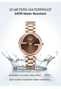 Montre étanche GEDI en or rose avec cadran double G et effets d'éclaboussures d'eau