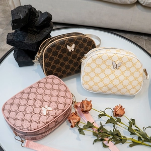 Sac Bandoulière Femme Imprimé Géométrique Cuir PU Avec Boucle Papillon En Métal Bandoulière Réglable Mode