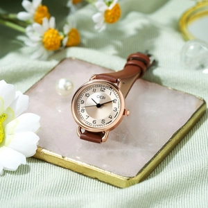 Women Quartz Watch PU Leather Strap Alloy Case Round Small Dial Waterproof Vintage Elegant Minimalist Fashion Wristwatch