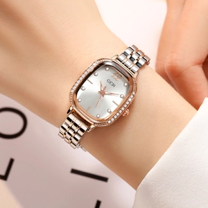 Montre GEDI luxe pour femme avec lunette sertie de diamants et bracelet bicolore acier