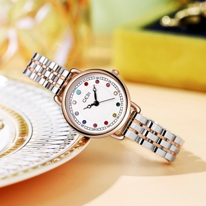 Orologio al quarzo Gedi da donna in oro rosa con indici in pietre preziose colorate