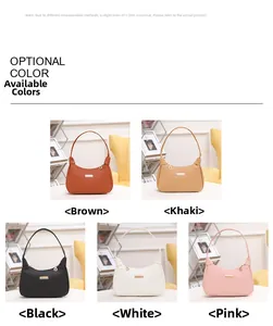 Collection of hobo shoulder bags in five colors with lychee texture and metal logo