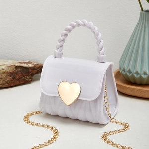 Mini lavender heart jelly bag with twisted handle and golden chain for little girls