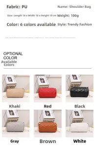 Quilted cylinder shoulder bag detail showing PU leather texture and multi-color options