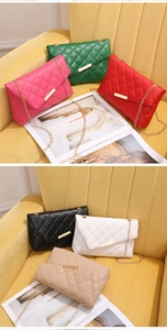 Detailed collection of quilted diamond pattern crossbody bags in six vibrant colors
