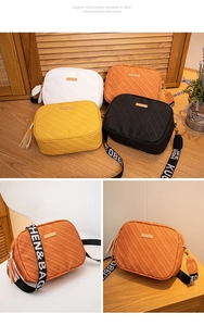 Detail of woven texture crossbody bag with gold metal plate and colorful wide straps