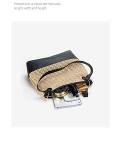 Top view of woven tote bag interior showing large capacity for daily essentials