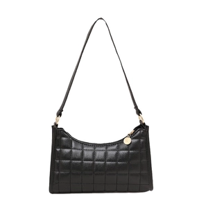 Classic black quilted leather shoulder bag with gold hardware and zipper detail
