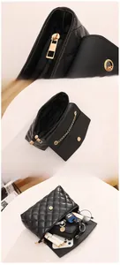 Détails de la fermeture éclair dorée et intérieur spacieux du sac matelassé noir