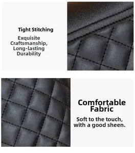 Close-up of black quilted leather texture showing diamond stitching on bucket bag