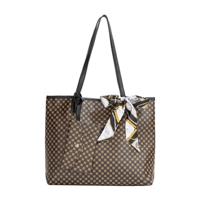 Grand sac cabas à motifs géométriques avec pochette assortie et foulard décoratif