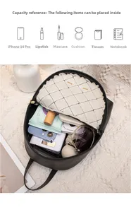 Détail de l'intérieur du sac à dos matelassé noir avec poche filet et compartiments