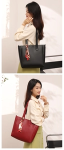 Detail of elegant tote bags with printed silk scarf handle and long shoulder straps