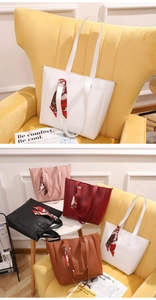Detailed collection of elegant leather tote bags in five colors with silk scarf handles