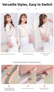 Mini sac à dos rose pour filles montrant les styles épaule, bandoulière et sac à dos variés