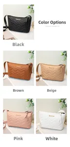 Detailed comparison of five colors featuring wavy chevron quilted crossbody bags