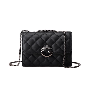 Sac à bandoulière matelassé noir classique avec chaîne et boucle dorée en G