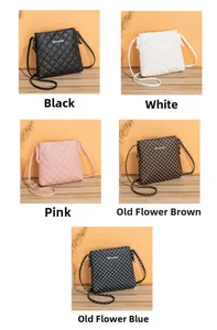 Detailed grid of quilted crossbody mini bags with gold logos in various colors