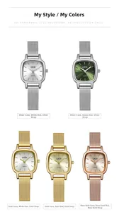 Five assorted GEDI square quartz watches with various dial colors and mesh bands