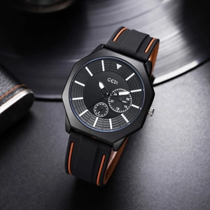Men Quartz Watch Octagonal Alloy Case Silicone Strap Waterproof Luminous Business Sport Fashion Wristwatch