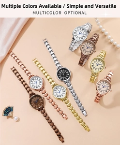 Elegante Quarzuhren mit feinen Gliederkettenarmbändern und römischen Zifferblättern in Farben