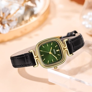 Women Quartz Watch Genuine Leather Strap Waterproof Rectangular Alloy Case Vintage Elegant Analog Wristwatch Simple