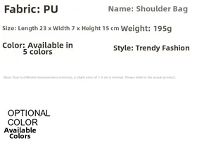 Detailed technical specifications for underarm bag including PU material and size 23x7x15cm
