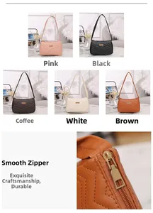 Detail of smooth golden zipper and quilted V-shaped stitching on elegant shoulder bags