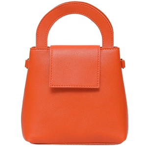 Mini sac à main orange en similicuir grainé avec poignée supérieure chic