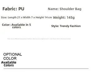 Detailed dimension guide for stylish PU leather quilted messenger bag showing 21x7x14 cm size
