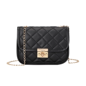 Classic black quilted crossbody bag with gold chain strap and metal turn-lock closure