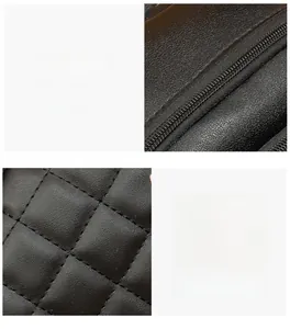 Gros plan sur un sac en cuir noir matelassé avec des coutures précises et une fermeture