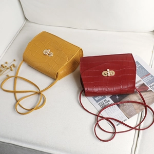 Vintage crocodile embossed small square shoulder bags with pearl details and metal locks