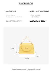 Detaillierte Größentabelle für die PU-Handtasche mit Krokoprägung und Kettenriemen