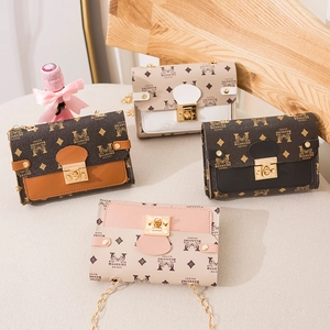 Retro Monogram Print Small Square Crossbody Bag PU Leather Metallic Chain Strap For Women Fashion Satchel Purse