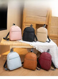 Detailed collection of mini quilted backpacks in six colors with fashion letter straps