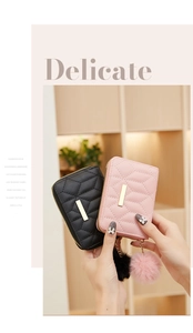 Quilted mini purses in black and pink with gold hardware and fluffy fur pompom details
